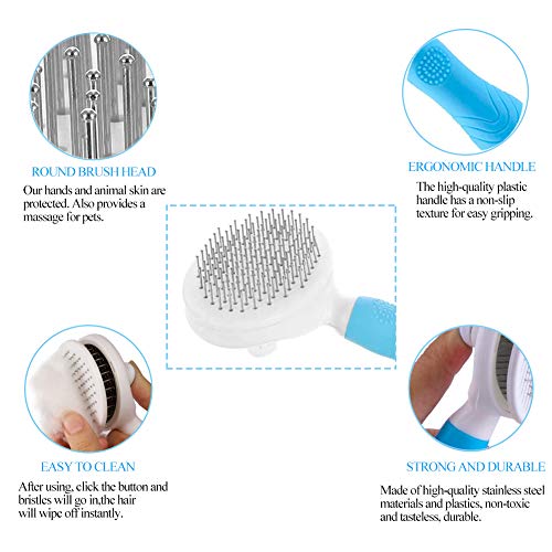 Cepillo De Perro, Cepillo De Gatos, Cepillo Animal Peine Perros y Gatos, Eliminan el 95% de la capa interna muerta y pelos sueltos, para perros, gatos y otras mascotas de pelo largo y corto (Azul)