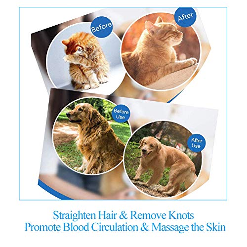 Cepillo De Perro, Cepillo De Gatos, Cepillo Animal Peine Perros y Gatos, Eliminan el 95% de la capa interna muerta y pelos sueltos, para perros, gatos y otras mascotas de pelo largo y corto (Azul)