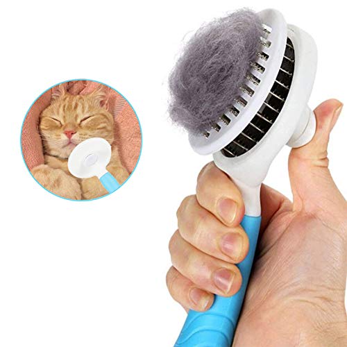 Cepillo De Perro, Cepillo De Gatos, Cepillo Animal Peine Perros y Gatos, Eliminan el 95% de la capa interna muerta y pelos sueltos, para perros, gatos y otras mascotas de pelo largo y corto (Azul)