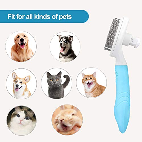 Cepillo De Perro, Cepillo De Gatos, Cepillo Animal Peine Perros y Gatos, Eliminan el 95% de la capa interna muerta y pelos sueltos, para perros, gatos y otras mascotas de pelo largo y corto (Azul)