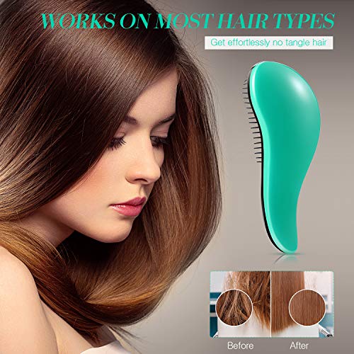 Cepillo desenredante para el cabello sin enredos para mujeres, niñas y niños húmedos, secos, finos, afro, grueso, ondulado, rizado o fino (verde claro)