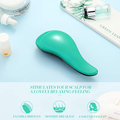 Cepillo desenredante para el cabello sin enredos para mujeres, niñas y niños húmedos, secos, finos, afro, grueso, ondulado, rizado o fino (verde claro)