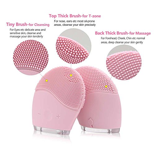 Cepillo Limpiador Facial Silicona, Uni-Right eléctrica Masajeador Ultrasonico Recargable Waterproof masaje facial Anti-Aging Limpiador Deep Exfoliator Maquillaje Herramienta Facial Polaco Scrub