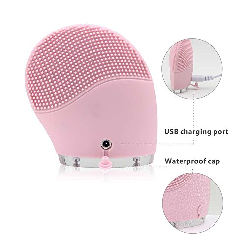 Cepillo Limpiador Facial Silicona, Uni-Right eléctrica Masajeador Ultrasonico Recargable Waterproof masaje facial Anti-Aging Limpiador Deep Exfoliator Maquillaje Herramienta Facial Polaco Scrub