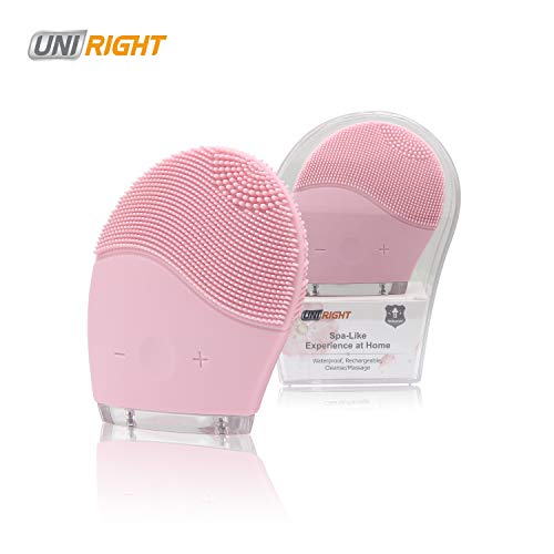 Cepillo Limpiador Facial Silicona, Uni-Right eléctrica Masajeador Ultrasonico Recargable Waterproof masaje facial Anti-Aging Limpiador Deep Exfoliator Maquillaje Herramienta Facial Polaco Scrub