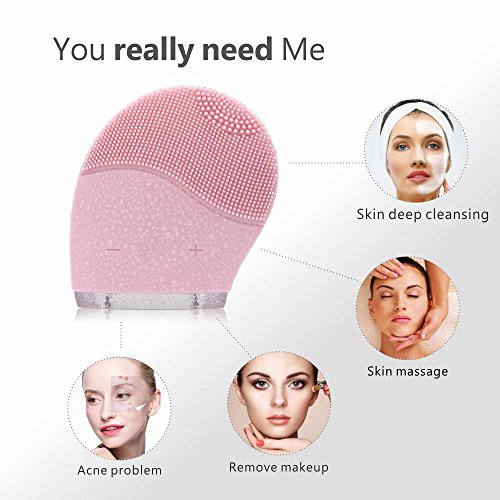 Cepillo Limpiador Facial Silicona, Uni-Right eléctrica Masajeador Ultrasonico Recargable Waterproof masaje facial Anti-Aging Limpiador Deep Exfoliator Maquillaje Herramienta Facial Polaco Scrub