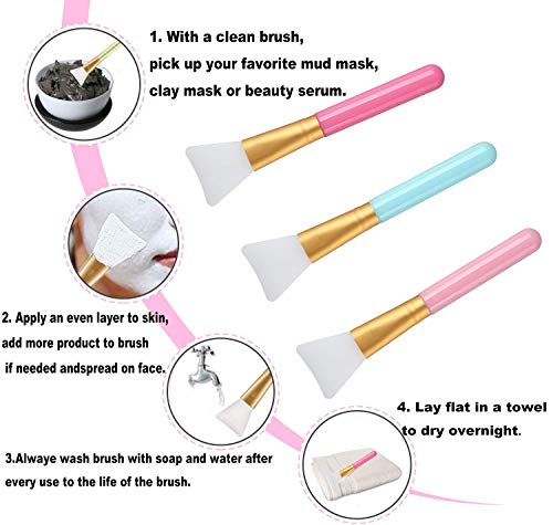 Cepillo Mascarilla Facial Y Diadema, Cepillos De Mascarillas Faciales De Silicona Sin Pelo, Brochas De Maquillaje Para La Cara, Cosmética, Máscara De Ojos, Suero O Bricolaje(3+3 Pcs)