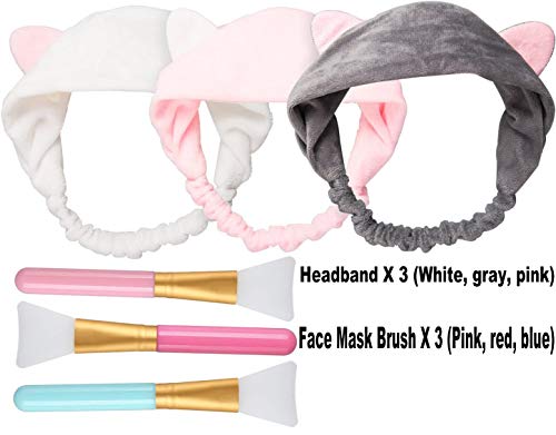 Cepillo Mascarilla Facial Y Diadema, Cepillos De Mascarillas Faciales De Silicona Sin Pelo, Brochas De Maquillaje Para La Cara, Cosmética, Máscara De Ojos, Suero O Bricolaje(3+3 Pcs)