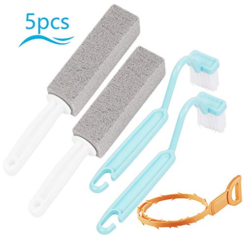 Cepillo para Inodoro con Piedra Pómez CHIFOOM 5PCS Kit de Limpieza para Inodoros Domésticos Herramienta para Limpieza de Tuberías, Suciedad y Cabello Fuertes y Limpios, para Desagües