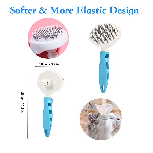 Cepillo Perros y Gatos Peine para Mascotas Quitar y Remover el Pelo Muerto Carda con Púas Flexible de Acero Inoxidable para Desenredar y Peinar a Mascotas(Aguja Fina)
