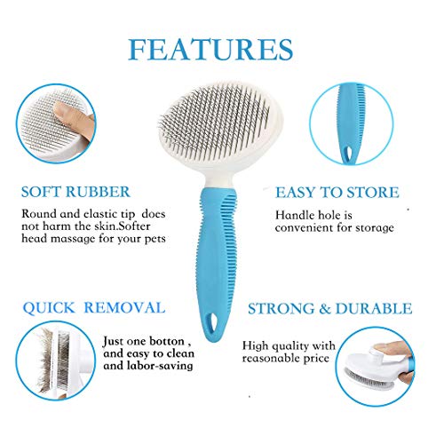 Cepillo Perros y Gatos Peine para Mascotas Quitar y Remover el Pelo Muerto Carda con Púas Flexible de Acero Inoxidable para Desenredar y Peinar a Mascotas(Aguja Fina)