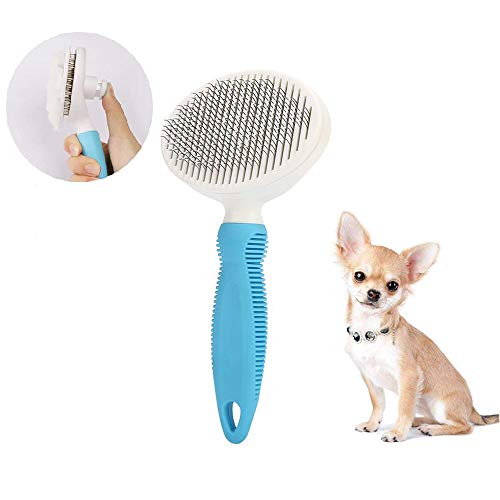 Cepillo Perros y Gatos Peine para Mascotas Quitar y Remover el Pelo Muerto Carda con Púas Flexible de Acero Inoxidable para Desenredar y Peinar a Mascotas(Aguja Fina)
