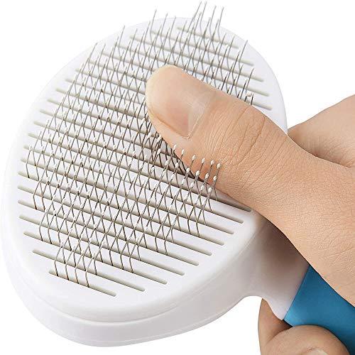 Cepillo Perros y Gatos Peine para Mascotas Quitar y Remover el Pelo Muerto Carda con Púas Flexible de Acero Inoxidable para Desenredar y Peinar a Mascotas(Aguja Fina)