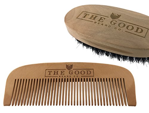 Cepillo y Peine Para Barba Kit de Aseo The Good Beard Co. Hecho con madera de calidad y cerdas 100% de jabalí