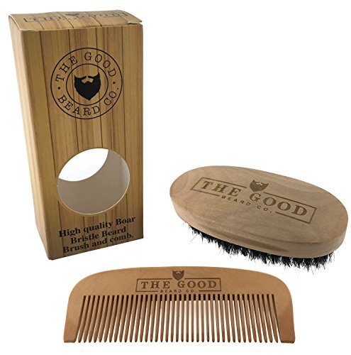 Cepillo y Peine Para Barba Kit de Aseo The Good Beard Co. Hecho con madera de calidad y cerdas 100% de jabalí