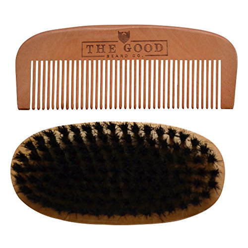 Cepillo y Peine Para Barba Kit de Aseo The Good Beard Co. Hecho con madera de calidad y cerdas 100% de jabalí