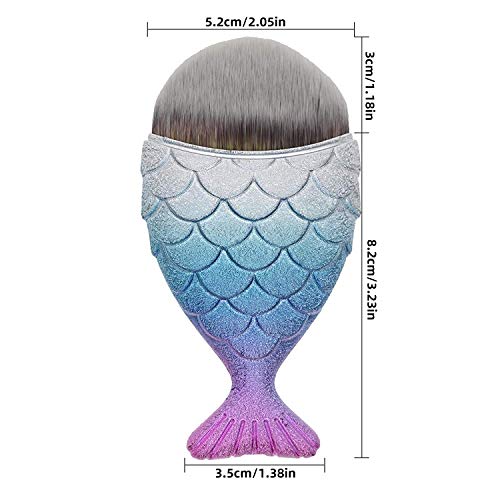 Cepillos de maquillaje Mermaid Brush Brush-Dolovemk, Brocha de maquillaje Powder Blush Foundation, Brocha de maquillaje, Brocha de maquillaje de cola de pez 1 piezas (Color 3D)