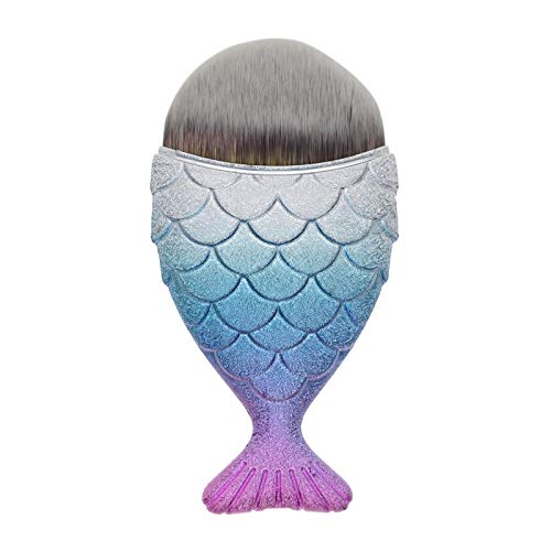 Cepillos de maquillaje Mermaid Brush Brush-Dolovemk, Brocha de maquillaje Powder Blush Foundation, Brocha de maquillaje, Brocha de maquillaje de cola de pez 1 piezas (Color 3D)