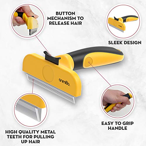 Cepillos para Perros y Gatos - Cepillo Quita Pelo con Púas de Acero Inoxidable, Reduce 90% Pelo Muerto y Suelto, para Todo Tipo de Pelo, Razas y Tamaño, Cepillo Ergonómico Profesional para Mascotas
