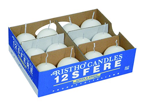 Cereria de Giorgio risthò Velas Bola, Cera, Blanco, 4.5 x 4.5 x 4.5 cm, 12 Unidades