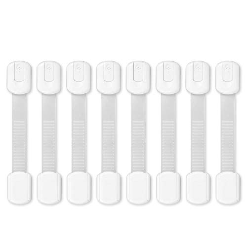 Cerraduras de Seguridad para Niños, Yosemy Bloqueo de Seguridad, Cierres para Armarios, WC, Cocinas, Puertas y Ventanas, Nevera, Extra Fuerte 3 M Adhesivo, 8 Pieza, Blanco