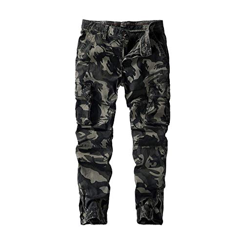 CFWL Pantalones de Camuflaje Pantalones de Hombre con Vigas de Tendencia Monos Deportivos Pantalones Casuales de otoño para Hombres Grey36 Cargo Hombre Pantalones Camuflaje Pantalones Campana