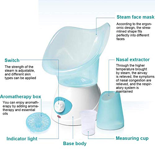 CGBF-Vaporizador Facial Profesional Sauna Facial Steamer de La Cara Caliente Niebla Hidratante Inhalador Humidificador Spa para Una Limpieza Poros de La Espinilla Del Acné Calmante Sinusitis,Azul