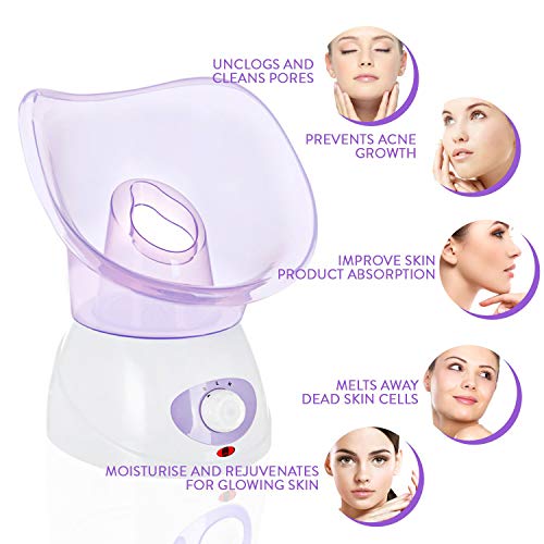 CGBF-Vaporizador Facial Profesional Sauna Facial Steamer de La Cara Caliente Niebla Hidratante Inhalador Humidificador Spa para Una Limpieza Poros de La Espinilla Del Acné Calmante Sinusitis,Púrpura
