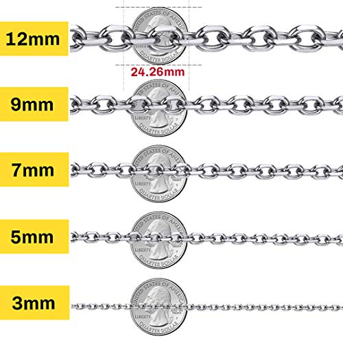 ChainsHouse Único Negro Rolo Grano Cadena para Moda 30 pulgadas/76cm de Acero Inoxidable - Joyería Must Have