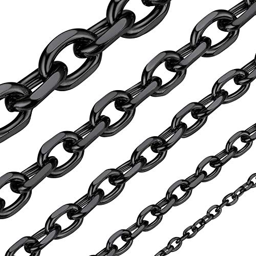 ChainsHouse Único Negro Rolo Grano Cadena para Moda 30 pulgadas/76cm de Acero Inoxidable - Joyería Must Have