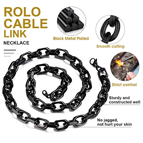 ChainsHouse Único Negro Rolo Grano Cadena para Moda 30 pulgadas/76cm de Acero Inoxidable - Joyería Must Have