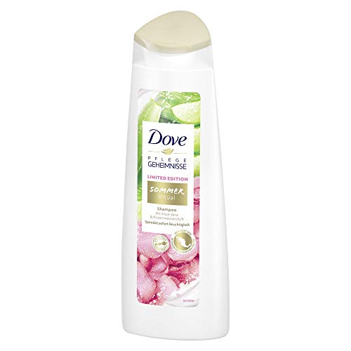 Champú Dove para el cuidado del verano, edición limitada con aroma de aloe vera y agua de rosas, 6 unidades (250 ml).