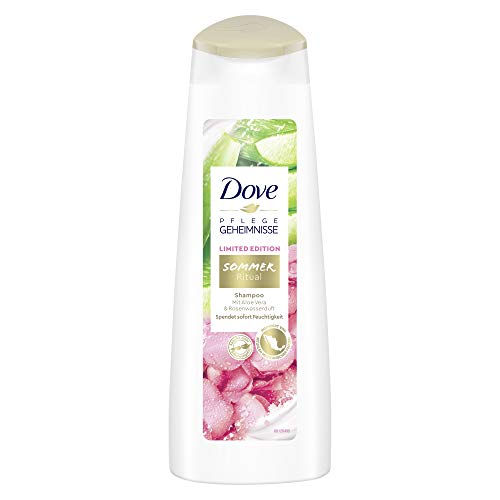 Champú Dove para el cuidado del verano, edición limitada con aroma de aloe vera y agua de rosas, 6 unidades (250 ml).