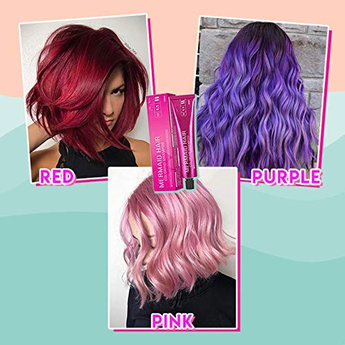 Champú Para Teñir El Cabello De Sirena, Crema De Color De Cabello Suave Semipermanente De 100 Ml Con Herramientas Para Teñir El Cabello Para Bricolaje En Todos Los Pelos grape purple