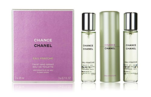 Chance Eau Fraiche by Chanel Twist y spray rellenable Bolso de Eau de Toilette Spray 20 ml & 2 x 20 ml recambios 2 x 20 ml