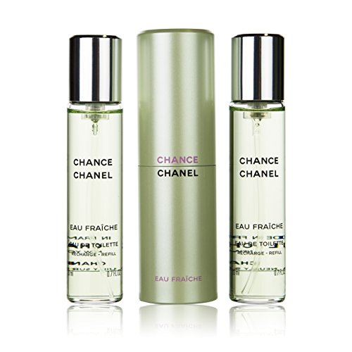 Chance Eau Fraiche by Chanel Twist y spray rellenable Bolso de Eau de Toilette Spray 20 ml & 2 x 20 ml recambios 2 x 20 ml