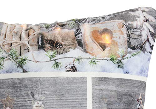 Chapa estriada palo Decoración navideña iluminada – Cojín & imágenes con ledes – Precioso almohada decorativa de Navidad imágenes decoración sofá sofá Navidad, Bäume im Schnee, almohada