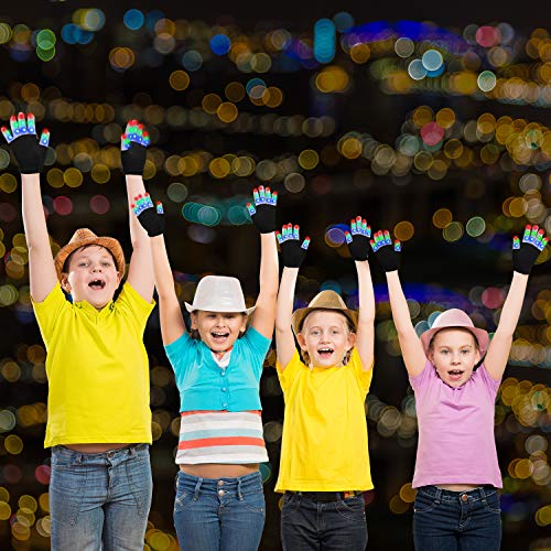 Charlemain Guantes LED, Guantes de Mano Iluminados, Dedos Parpadeantes Coloridos de 6 Modos Brillo para Festivales / Halloween / Navidad / Juegos / Correr / Deportes, Niños Pequeños (5-10 Años)