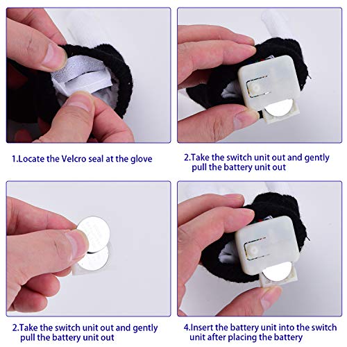 Charlemain Guantes LED, Guantes de Mano Iluminados, Dedos Parpadeantes Coloridos de 6 Modos Brillo para Festivales / Halloween / Navidad / Juegos / Correr / Deportes, Niños Pequeños (5-10 Años)