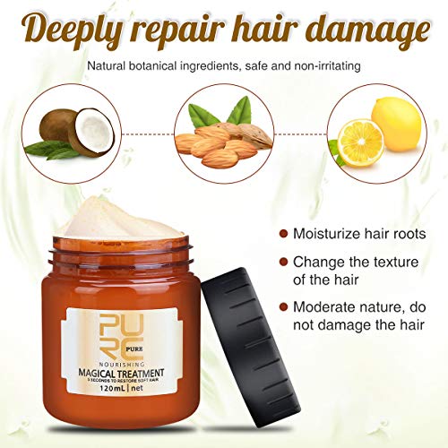 Charminer Mascarilla mágica de queratina para Tratamiento del Cabello, 120ml Máscara para Pelo Reparar profundamente el Cabello dañado, Tratamiento del Cuero cabelludo Aceite de Coco Aceite de argán