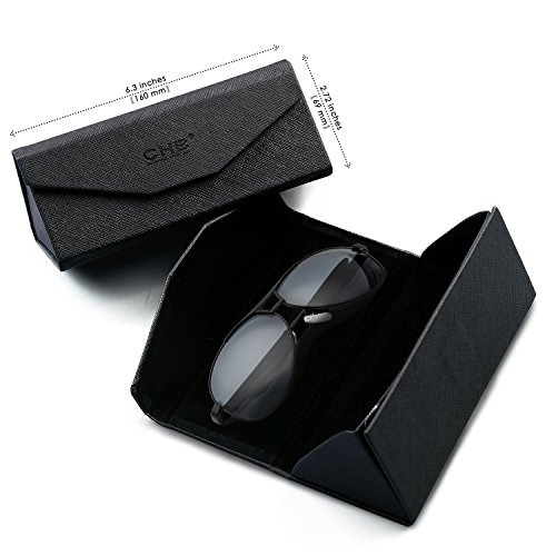 CHB Gafas de Sol Polarizadas para Hombre, Estilo Aviador. Protección UV 400. Incluye Estuche, Bolsa, Paño de Limpieza y Tarjeta para Probar la Polarización. Montura Ligera.