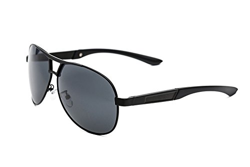 CHB Gafas de Sol Polarizadas para Hombre, Estilo Aviador. Protección UV 400. Incluye Estuche, Bolsa, Paño de Limpieza y Tarjeta para Probar la Polarización. Montura Ligera.