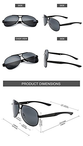 CHB Gafas de Sol Polarizadas para Hombre, Estilo Aviador. Protección UV 400. Incluye Estuche, Bolsa, Paño de Limpieza y Tarjeta para Probar la Polarización. Montura Ligera.