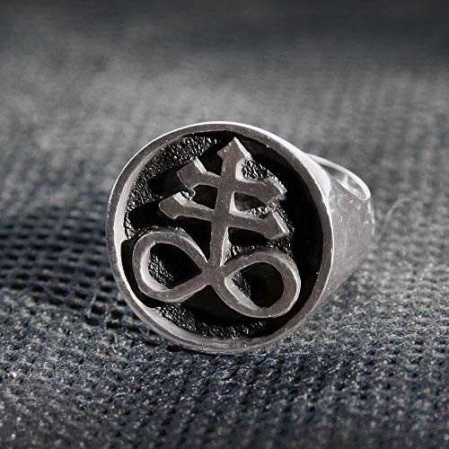 CHCO Anillo De Azufre De Satanás Anillos De Acero Inoxidable Cruz Sello Anillo Unisex Gótica Punk Joyería 8