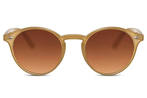 Cheapass Gafas de Sol Redondas Unisex Light Transparant Marrones con Gradient Cristales Marrones 100% Protección UV400