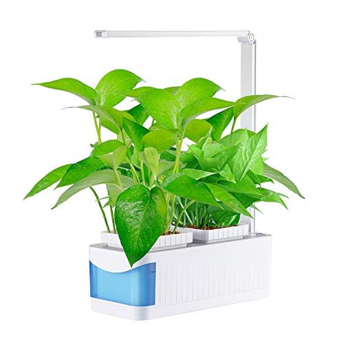 CHEE MONG Smart Hydroponics Herb Garden Lights, Suitable for All Plants, Kit Mini Growing Plant LED Light, As Desk Lamp for Your Reading Lights - Seeds Not Included - (Blue)