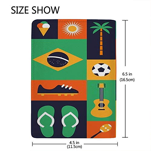 CHEHONG - Funda para Pasaporte de Brasil, diseño de ilustración de Viajes, con Iconos Planos, Impermeable y Organizador para DNI, Dinero y Tarjeta de crédito
