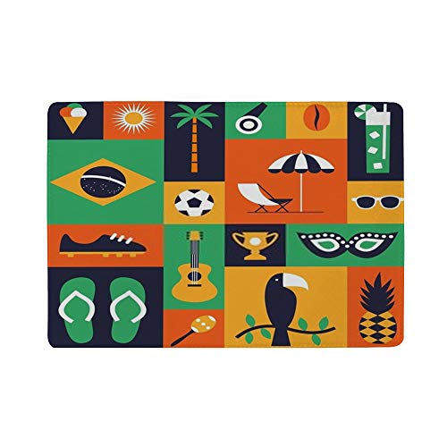 CHEHONG - Funda para Pasaporte de Brasil, diseño de ilustración de Viajes, con Iconos Planos, Impermeable y Organizador para DNI, Dinero y Tarjeta de crédito