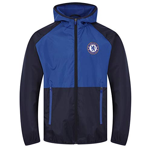 Chelsea FC - Chaqueta Cortavientos Oficial - para niño - Impermeable - Azul Marino - 12-13 años