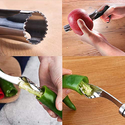 CHENKEE Descorazonador de Manzanas, 3 Piezas Corer De Manzana Acero Inoxidable Removedor Herramienta de eliminación de Semillas de hortalizas con Mango Antideslizante para el hogar y la Cocina